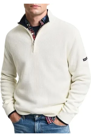 GANT Herren Ribbed Cotton Half Zip Pullover, , XL EU