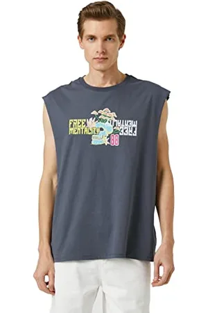 Koton Men Skull Printed Tank Top Crew Neck Back Detailed