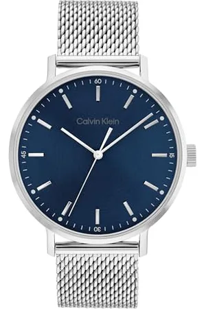Calvin Klein Analog Quarzuhr für Herren Kollektion MODERN MESH mit Silbernes Edelstahl-Mesh-Gliederarmband - 25200045