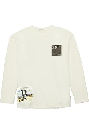 TOM TAILOR Jungen 1038018 Oversized Langarmshirt mit Print, 12906-Wool White, 140