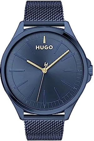 HUGO BOSS Analog Quarzuhr für Herren Kollektion #Smash mit Blaues Edelstahl-Mesh-Gliederarmband - 1530136