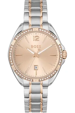 HUGO BOSS Analog Quarzuhr für Damen Kollektion Felina mit Zweifarbiges Edelstahlarmband - 1502622