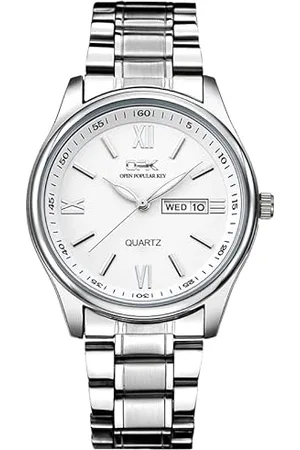 Basfur Herren Analog Quarz Uhr mit Edelstahl Armband Ho-Montre-009-02