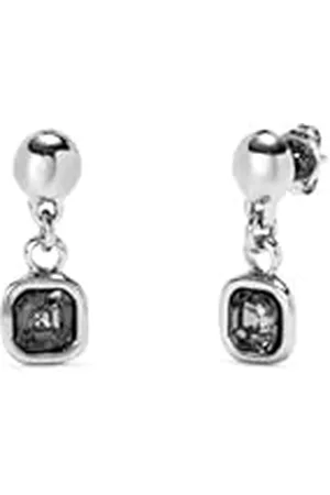 UNO de 50 UNOde50 Ohrringe, aus Metalllegierung, 18 K vergoldet, mit schwarzem Kristall, handgefertigter Schmuck, hergestellt in Spanien, Einheitsgröße, Sterling Silber, Kein Edelstein