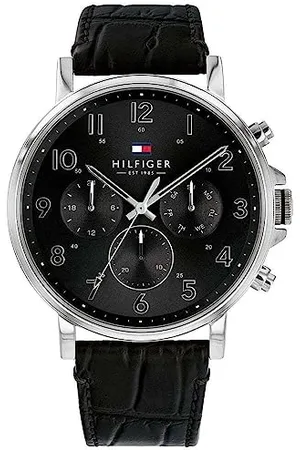 Tommy Hilfiger Multi Zifferblatt Quarz Uhr für Herren mit Schwarzes Lederarmband - 1710381