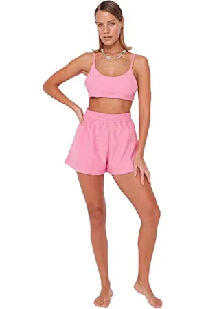 Trendyol Damen Blusen-Shorts, einfarbig, zweiteilig Hemd, , S