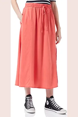 Tommy Hilfiger Damen Tencel Midi Rock, Rot , 46