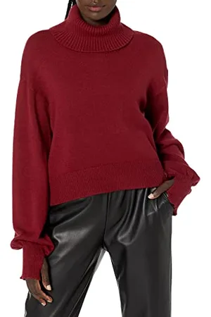 THE DROP Damen @lucyswhims Rollkragenpullover in kurzer Cropped-Länge mit seitlichen Knöpfen, , L