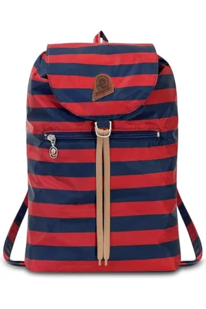Invicta Tagesrucksack Rucksack für Reisen Outdoor - Daypack für Damen, Herren, mit Hüftgurt - faltbar 8 LT - Ultra leicht, Handgepäck mit Reißverschluss, gestreift zweifarbig rot/braun Minisac