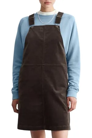 Marc O’ Polo Marc OߴPolo Denim Damen Latzkleid mit Stretch-Anteil A-Shape, Blau (Cloudburst), XS