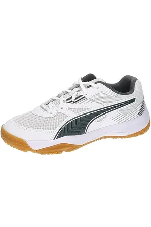 PUMA Jungen Unisex Kinder Solarflash Jr Ii Indoor Court Shoe, White Shadow Gray Gum, 29 EU