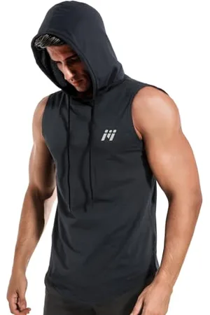 MEETWEE Herren Tank Top, Sportshirt mit Kapuze Ärmelloses Muskelshirts Fitness Sleeveless Shirt Atmungsaktiv Laufshirt Achselshirts Hoodie für Gym Running Training