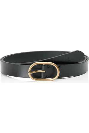 Calvin Klein Damen Gürtel Casual Center Pin Buckle 2,5 cm Ledergürtel, Schwarz (Black/Tumbled Gold), 95 cm
