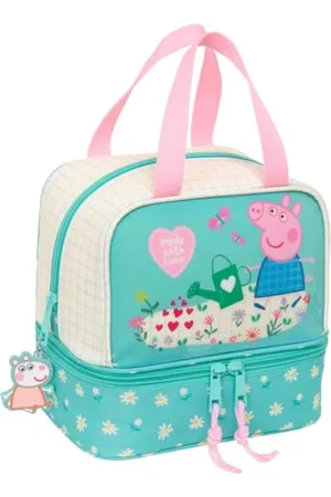 Safta PEPPA PIG PRETTY FLOWERS - Isolierbehälter, Qualität und maximale Widerstandsfähigkeit, für Mahlzeiten, Freizeit, Snack und Frühstück, 20 x 15 x 20 cm, Minzgrün/Pastellgelb, M, Casual