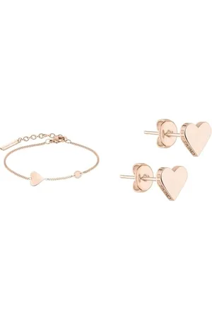 liebeskind LJ-0511-B-20 Damen Armband Herz Edelstahl Rose 20 cm & Ohrringe LJ-0502-E-08 Damen Ohrstecker Herz Edelstahl Rose