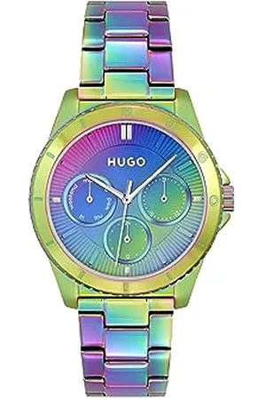 HUGO BOSS Multi Zifferblatt Quarz Uhr für Damen Kollektion #Dance mit Regenbogenfarbenes Edelstahlarmband - 1540160