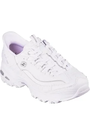 Skechers D-Lites Damen-Slip-Ins mit freien Händen, Weiß/Silber, 40 EU