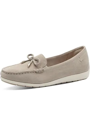 Tamaris Comfort Damen Mokassins aus Leder mit Schleife, Beige , 36 EU