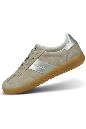 Bugatti Damen-Sneaker Sandy mit silbernen Akzenten, Kunstnubuk-Textur, hitzebeständigen Gummisohlen und verbesserter Komfortunterstützung Sand/Gold 38 EU