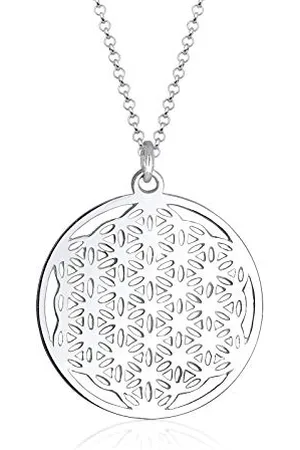 Elli Halskette Damen mit Anhänger Ornament Lebensblume in 925 Sterling Silber 70 cm lang