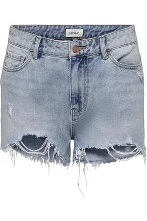 ONLY Damen Denim Jeans Shorts | Kurze Bermuda Sommer Hose | High Waist Destroyed Pants ONLPACY, Farben:Blau, Größe:S