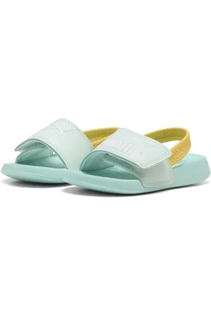 PUMA Unisex Baby Popcat 20 Backstrap AC INF Schiebe-Sandalen, Peaceful Blue White-Safe Lake-Sunny Yellow, EU