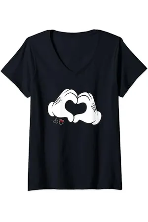 Disney Mickey Mouse Hands Heart T-Shirt mit V-Ausschnitt