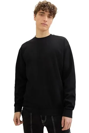 TOM TAILOR Herren Basic Crewneck Sweatshirt, Black, M