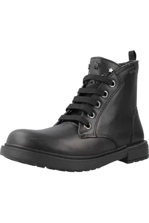 Geox J Eclair Girl Ankle Boot, Black/Gun, 33 EU