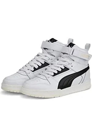 PUMA Rbd Game Jr Sneaker, White Black Team Gold, 38.5 EU