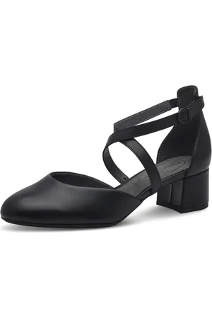 Tamaris Comfort Damen Pumps aus Leder mit Klettverschluss, Schwarz , 38 EU