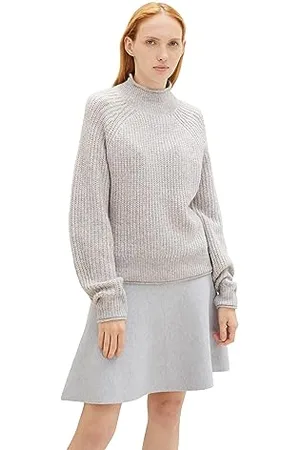 TOM TAILOR Damen Cosy Strickpullover , basic light grey melange, XS
