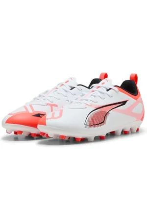 PUMA Ultra 5 Play MG JR Fussballschuh, White Black-Glowing RED, 31 EU
