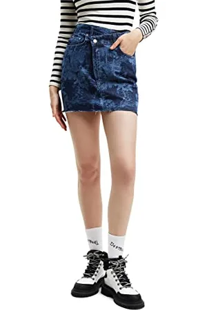 Desigual Damen Fal_florence, 5161 Denim Medium Skirt, , L EU