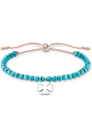 Thomas Sabo Armband türkise Perlen mit Kleeblatt 925 Sterling Silber A1983-905-17-L20V
