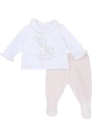 chicco Compleet voor Pasgeboren Meisje met T-shirt en Korte Broek/Broekje en Sokjes, met Knopen op de Achterkant, Zachte Pasvorm, van Katoen, Machinewasbaar, 0-24 Maanden, Entworfen in Italien