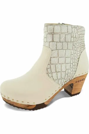 Woody Damen Tanja Clog Stiefelette, Creme-Cocco Silver, 39 EU