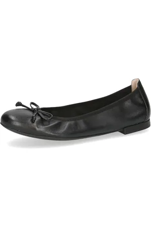 Caprice Damen Ballerinas aus Leder mit Schleife, Schwarz , 36 EU