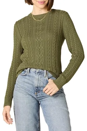Amazon Damen Fisherman Cable Langarm-Pullover mit Rundhalsausschnitt (in Übergröße erhältlich), , XS