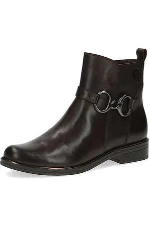 Caprice Damen Stiefeletten ohne Absatz aus Leder Flach Weite G, Braun (Dk Brown Nappa), 38.5 EU