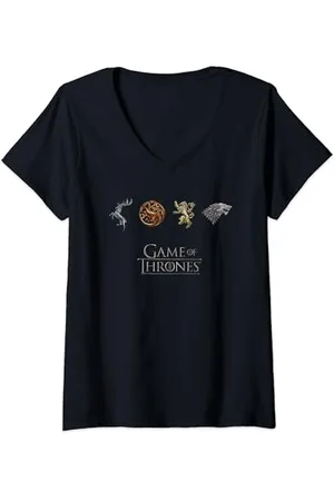 Game of Thrones Damen Games of thrones 4 Houses T-Shirt mit V-Ausschnitt