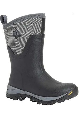 Muck Damen Arctic Ice Mid AGAT Gummistiefel, Schwarz/Grau/Geometrisch, 37 EU