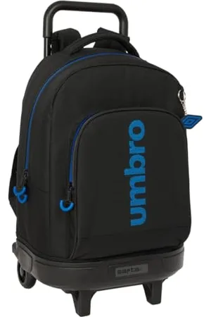 Safta Umbro Jet Black - Großer Rucksack mit Rädern, kompakt, abnehmbar, ideal für Kinder verschiedener Altersgruppen, bequem und vielseitig, Qualität und Widerstandsfähigkeit, 33 x 22 x 45 cm