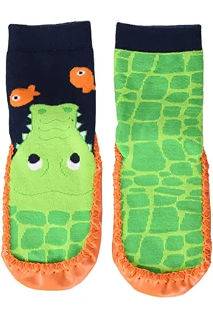 Playshoes Jungen Unisex Kinder Hüttenschuhe Hausschuh, Marine/grün, 24/25 EU