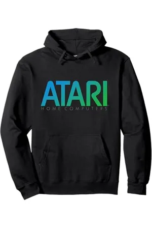 Atari Home Computer Blue Logo Dark Print Pullover Hoodie