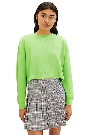 TOM TAILOR Damen 1038310 Cropped Basic Sweatshirt, 12318-liquid Lime Green, XL