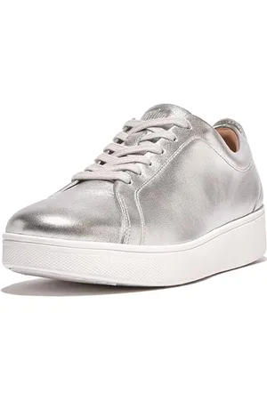 FitFlop Damen Rally Leder Sneaker, Silver, 43 EU