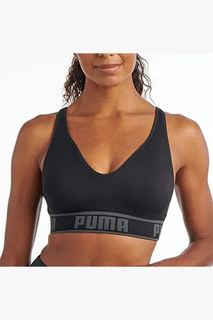 PUMA Damen Seamless Bra Sport-BH, Undurchsichtige, schwarz/grau, X-Large