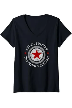 Marvel Winter Soldier Super Soldier Training Program T-Shirt mit V-Ausschnitt
