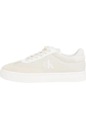 Calvin Klein Damen Cupsole Sneaker Classic Low Mix aus Canvas, Weiß (Creamy White/Bright White), 39